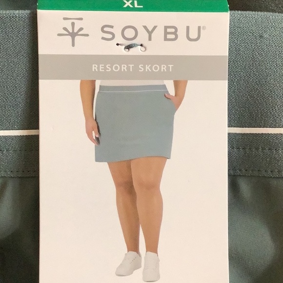 Soybu Size XL Skort Green Skirt Inner-Shorts Pockets Elastic Waist Stretch. New - Picture 6 of 6